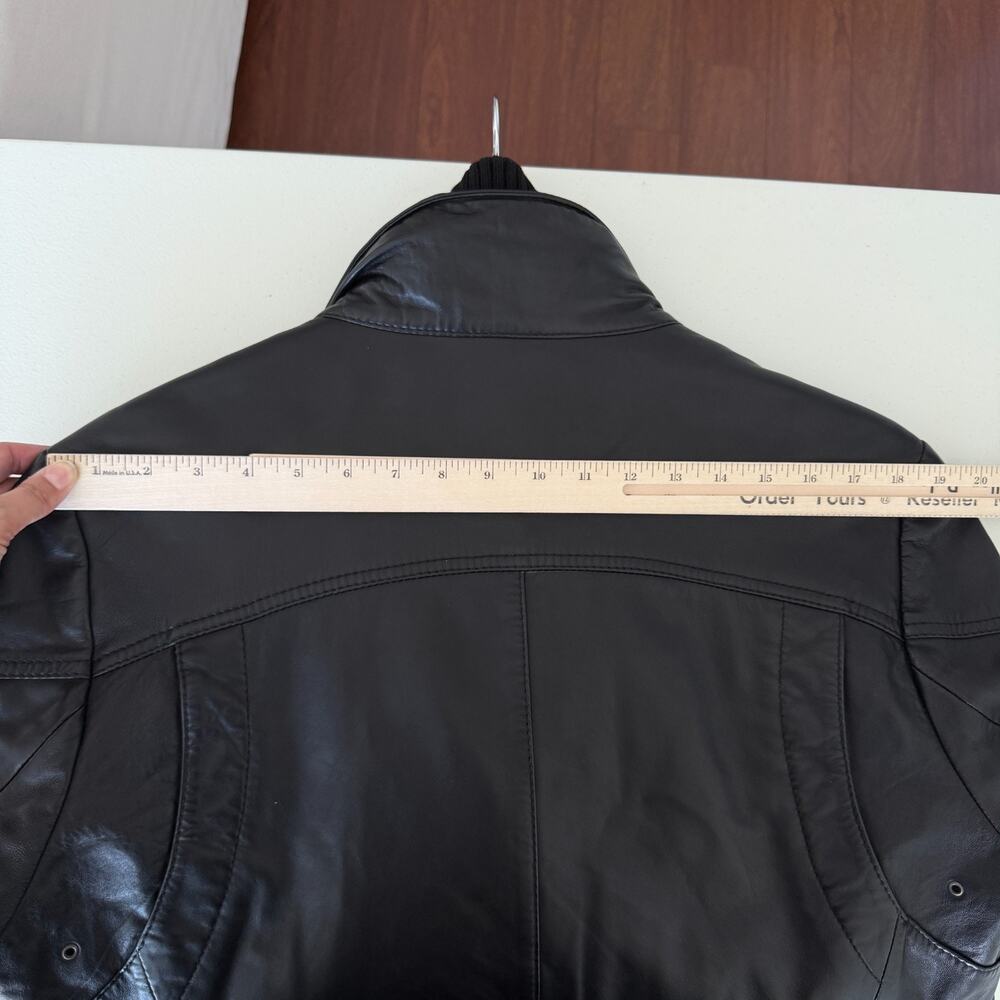 Hugo Boss Leather Jacket Men 38R Black Goatskin Military Field Biker Safari Coat - Picture 12 of 12